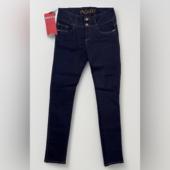 NWT Nelli Denim Jeans 9/10 Tall Skinny Bling Sparkly Dark Wash Pants 30x32 - Picture 2 of 10